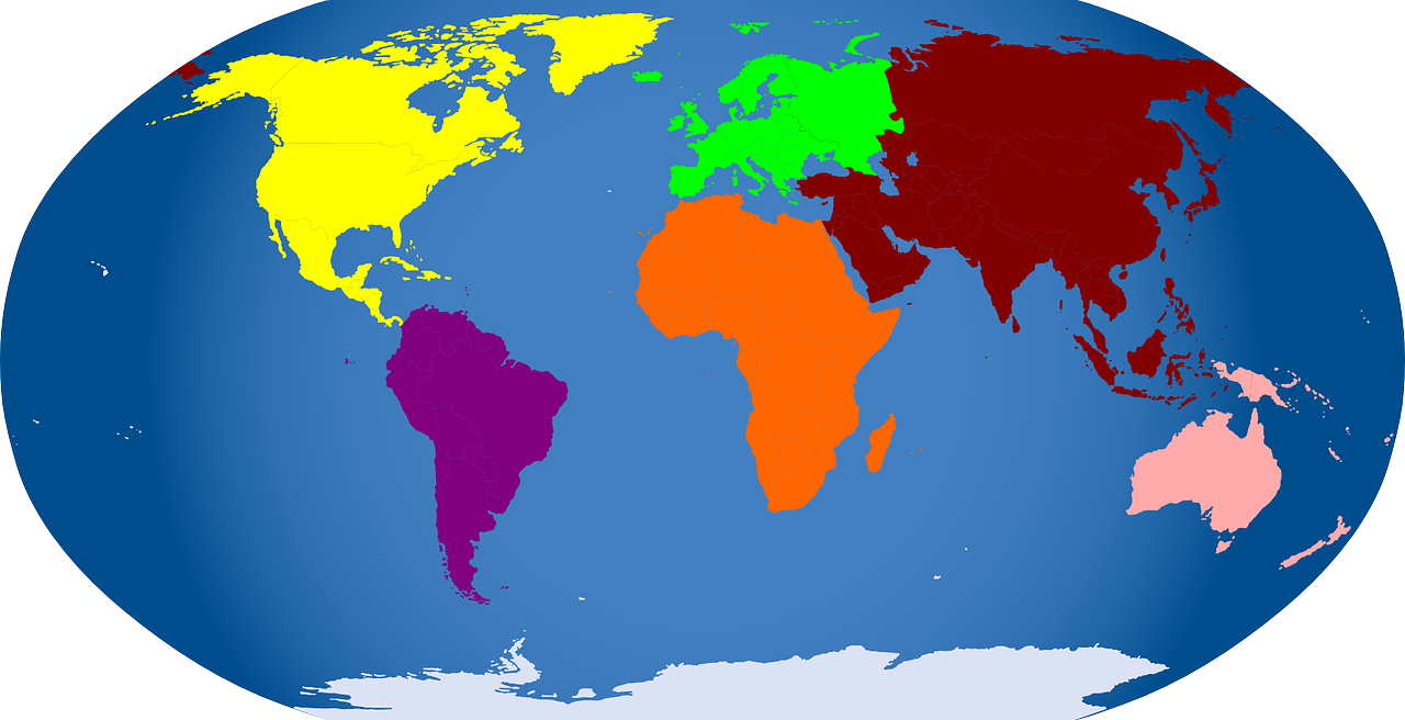 world map, continents, africa